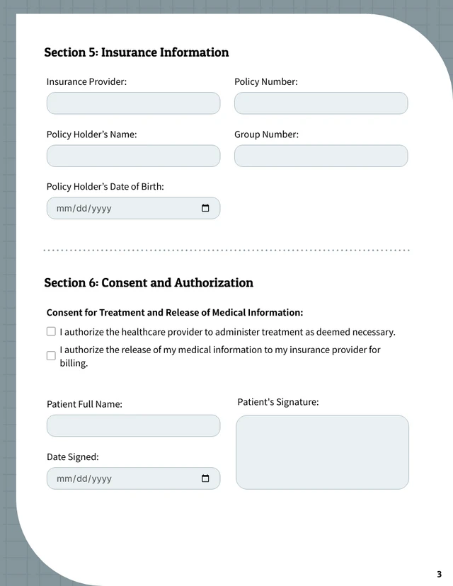 Medical Intake Form Template - Seite 3