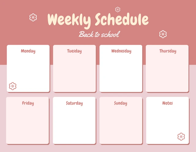 Baby Pink Modern Aesthetic Weekly Schedule Back To School Template