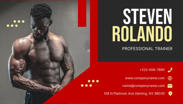 Red And Dark Grey Professional Fitness Business Card - page 2