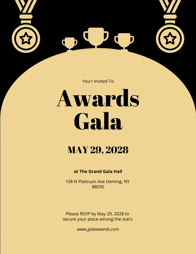 Black And Gold Simple Awards Invitation Template