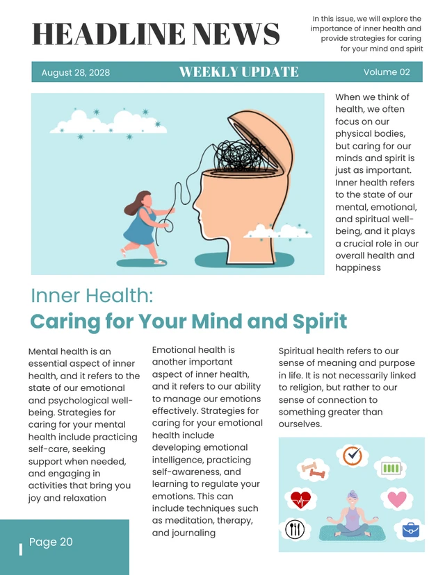 Teal Minimalist Inner Health Newsletter