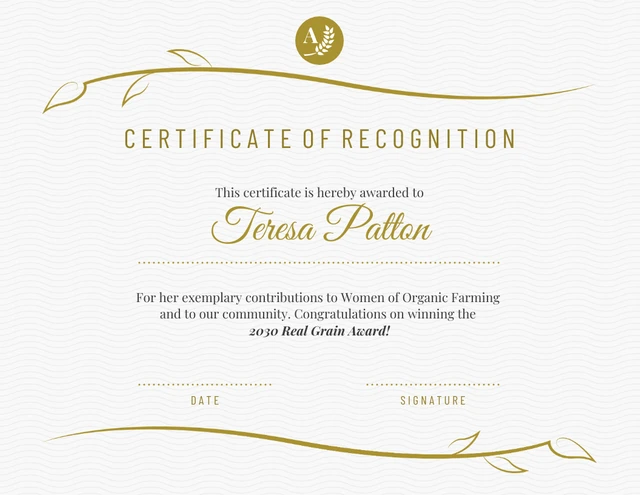 Gold Simple Vine Certificate