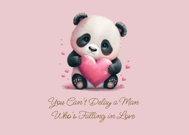 Baby Pink Cute Panda Watercolor Love Postcard - page 1