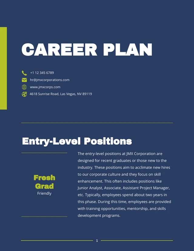 Navy Blue And Green Minimalist Career Plan - Page 1
