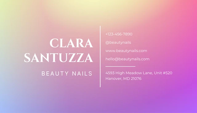 Gradient Minimalist Beauty Nails Business Card - Page 2