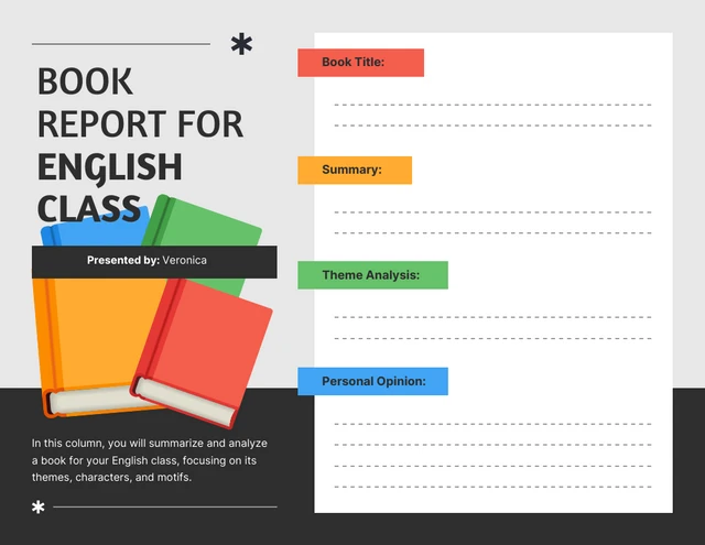 Modello di rapporto del libro per la lezione di inglese