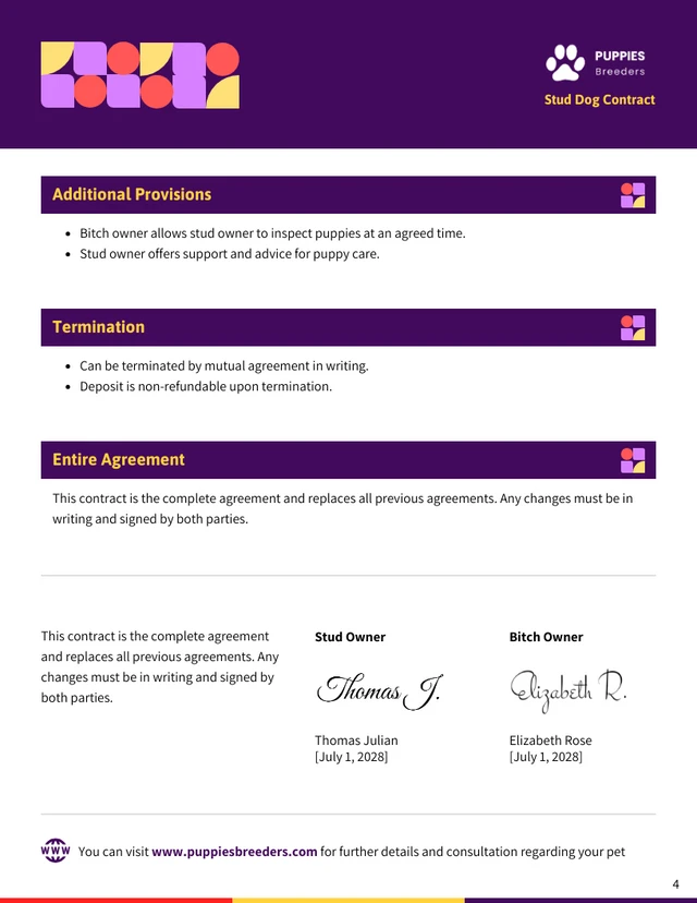 Stud Dog Contract Template - Seite 4