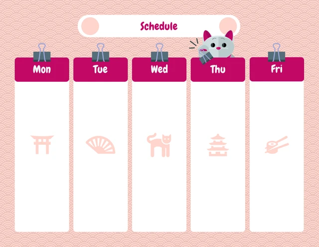 Baby Pink Japanese Texture Anime Schedule Template