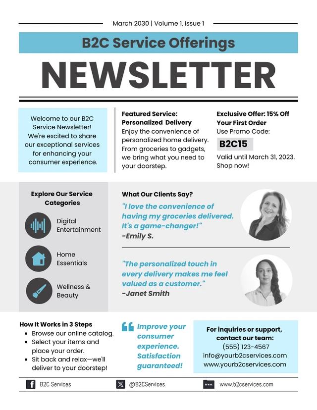 B2C Service Offerings Newsletter Template