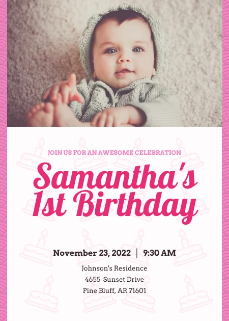 Simple Pink Birthday Invitation