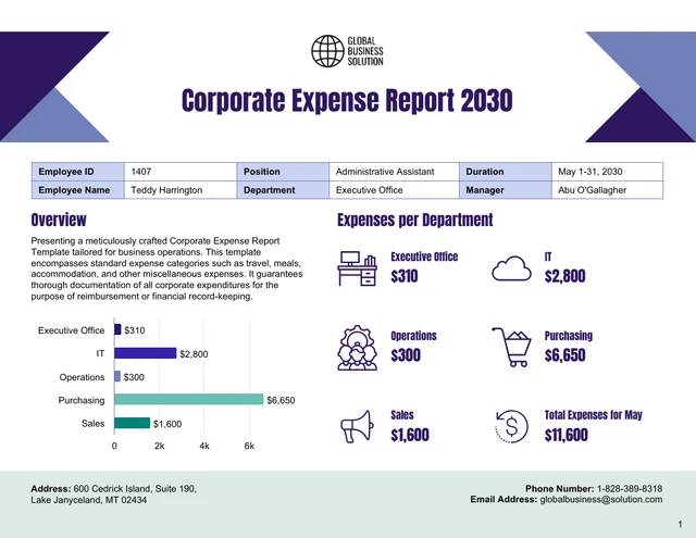 Corporate Expense Report Template - Pagina 1