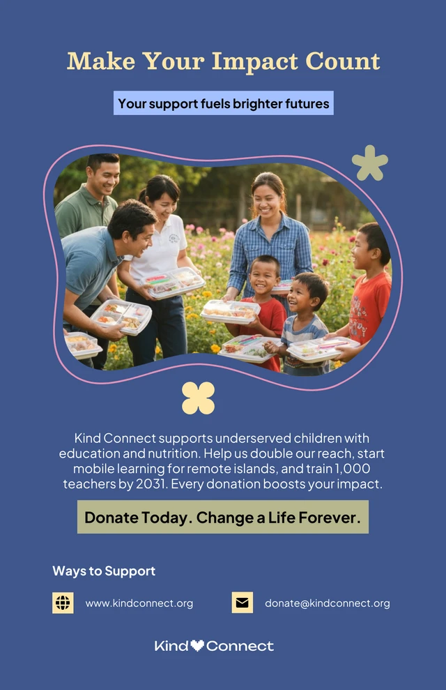 Modello di poster per la raccolta fondi di impatto per organizzazioni non profit
