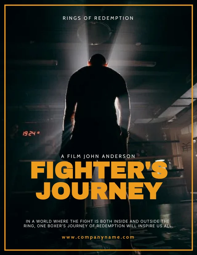 Black And Yellow Professional Fighter Journey Boxing Poster Template
