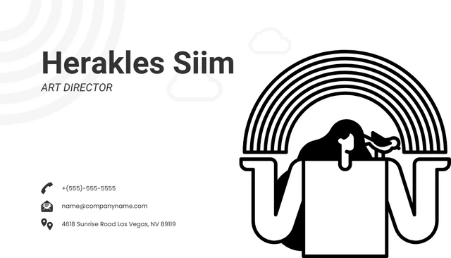 Black And White Simple Illustration Personal Business Card