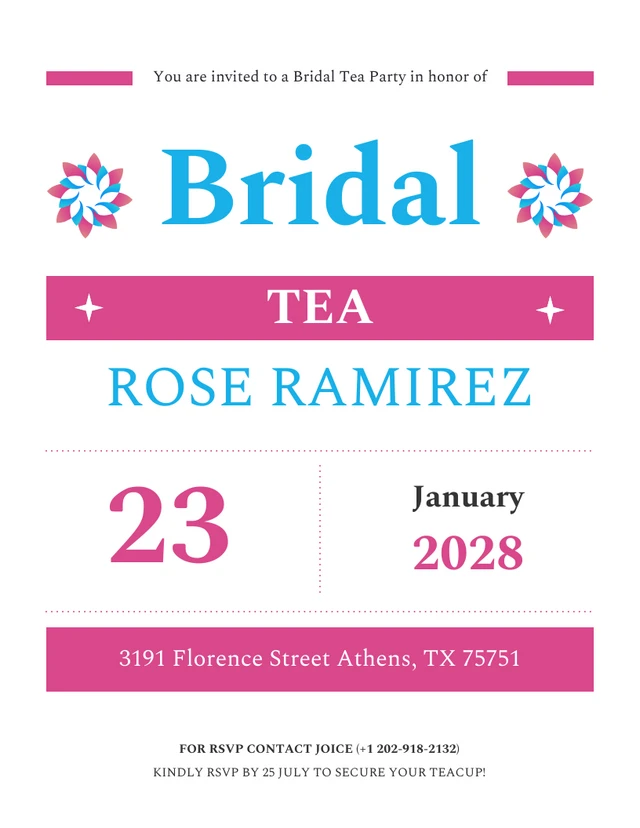 Minimalist Simple Bridal Tea Invitations Template