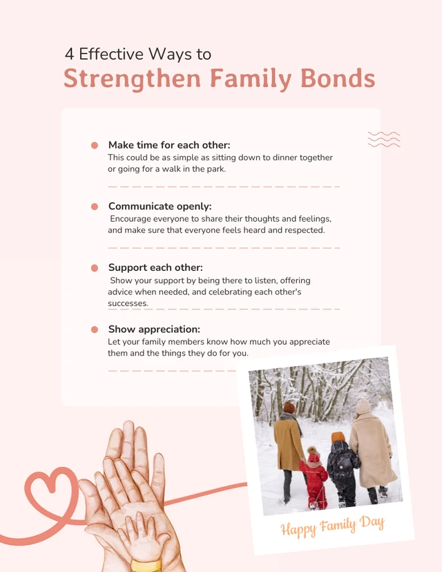 Melocotón suave Plantilla de póster para consejos sobre lazos familiares