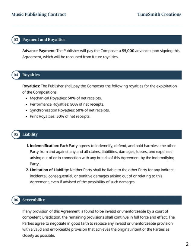 Music Publishing Contract Template - Page 2