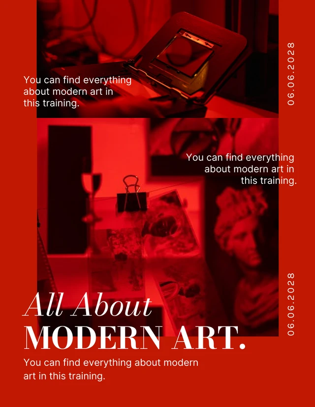 Rote Vorlage für Ausstellungs- und Veranstaltungsplakate für moderne Kunst