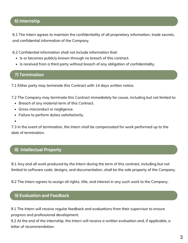 Paid Internship Contract Template - Page 3