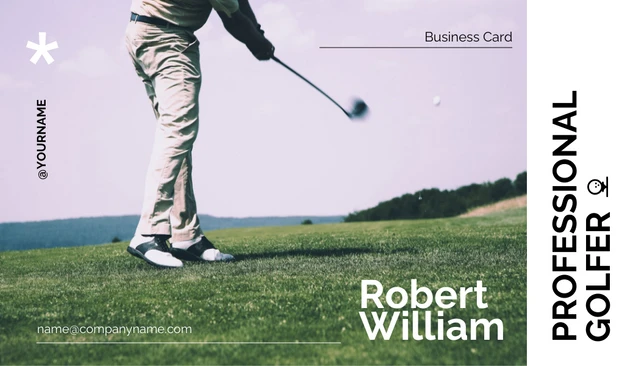 White Professional Golfer Business Card - Page 1