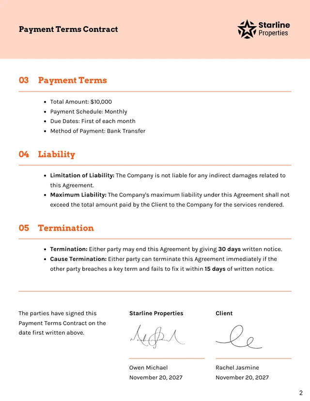 Payment Terms Contract Template - Página 2