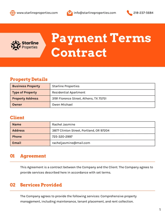 Payment Terms Contract Template - Página 1