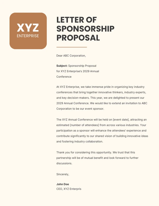 Cream And Brown Sponsorship Proposal - Page 2