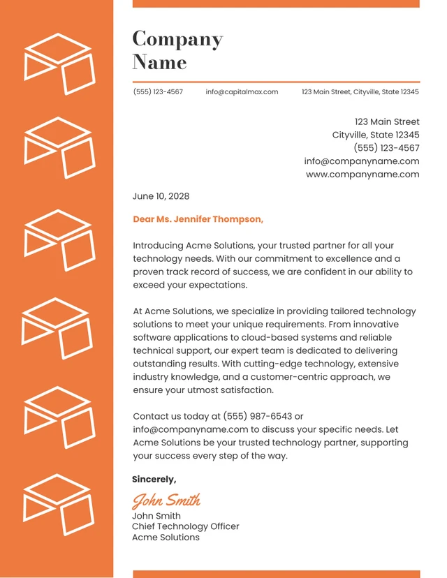 Orange Simple Professional Promotion Letters Template