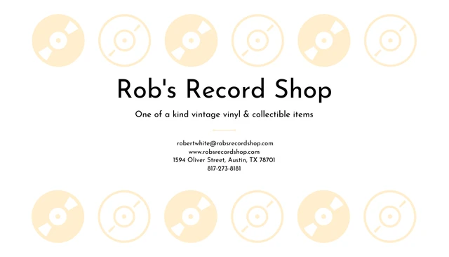 Vintage Record Music Shop Business Card - Página 1