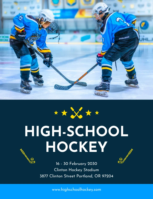 Navy Minimalist High School Hockey Poster Template
