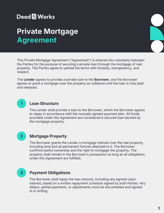 Private Mortgage Contract Template - Página 1