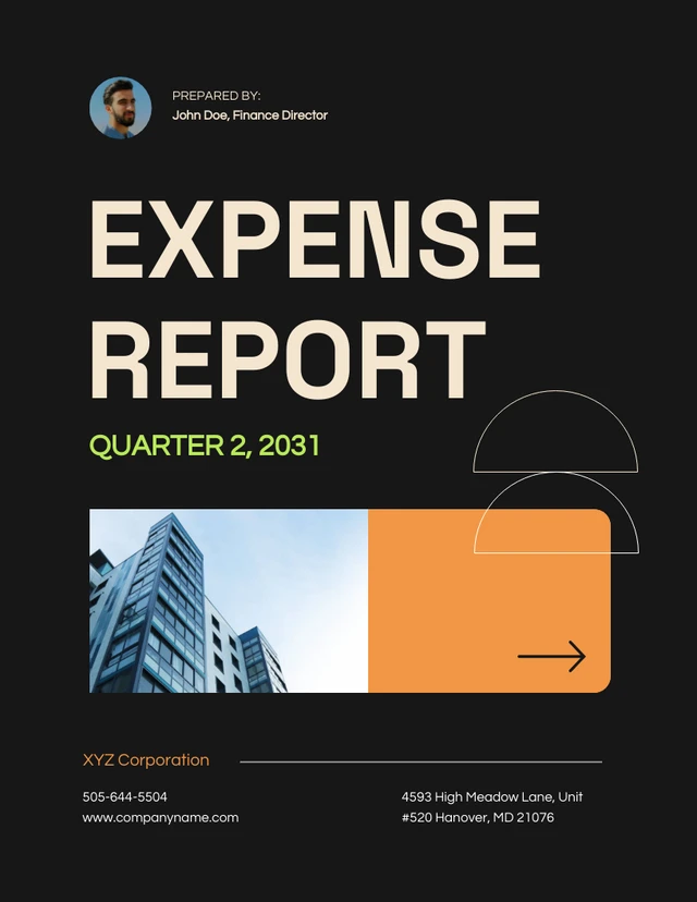 Black And Orange Cream Company Expenses Report - Page 1
