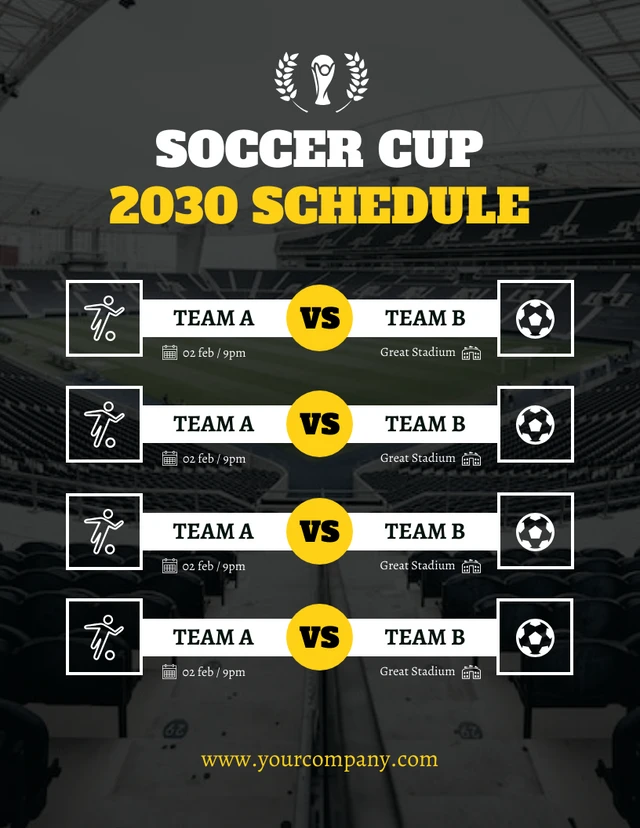 Black Modern Soccer Cup Schedule Template