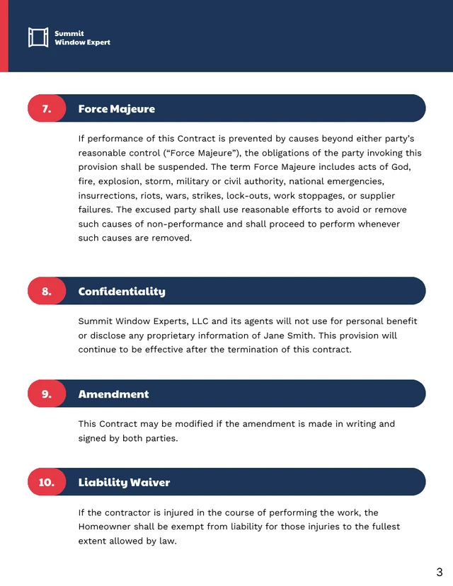 Window Sales Contract Template - Page 3