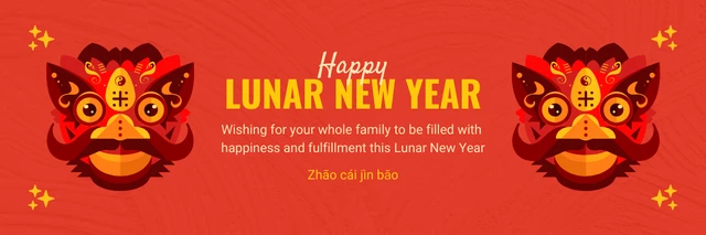 Red Modern Texture Illustration Happy Lunar New Year Banner Template