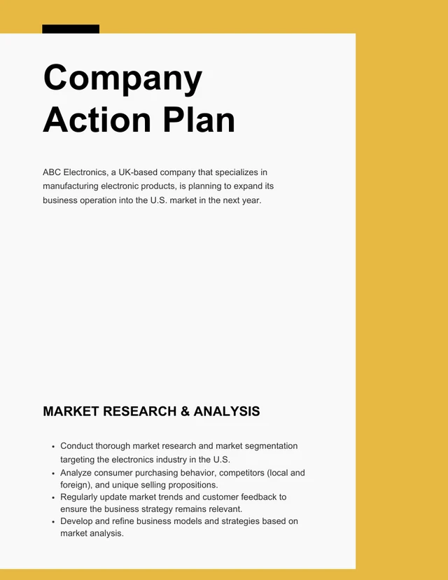 Simple Yellow And Black Action Plan - Page 1