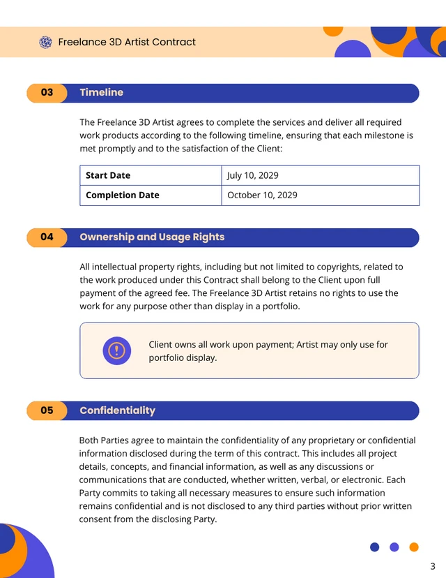 Freelance 3D Artist Contract Template - Page 3