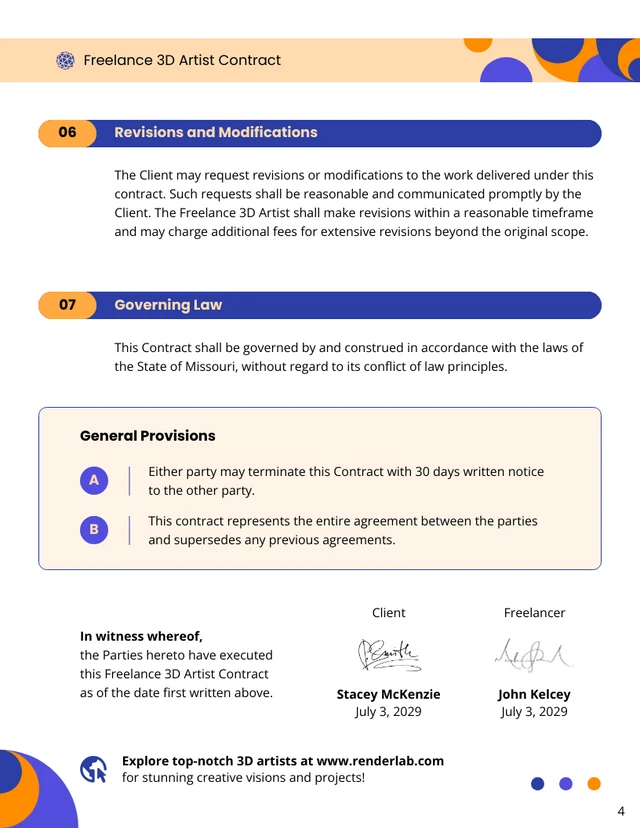 Freelance 3D Artist Contract Template - Pagina 4