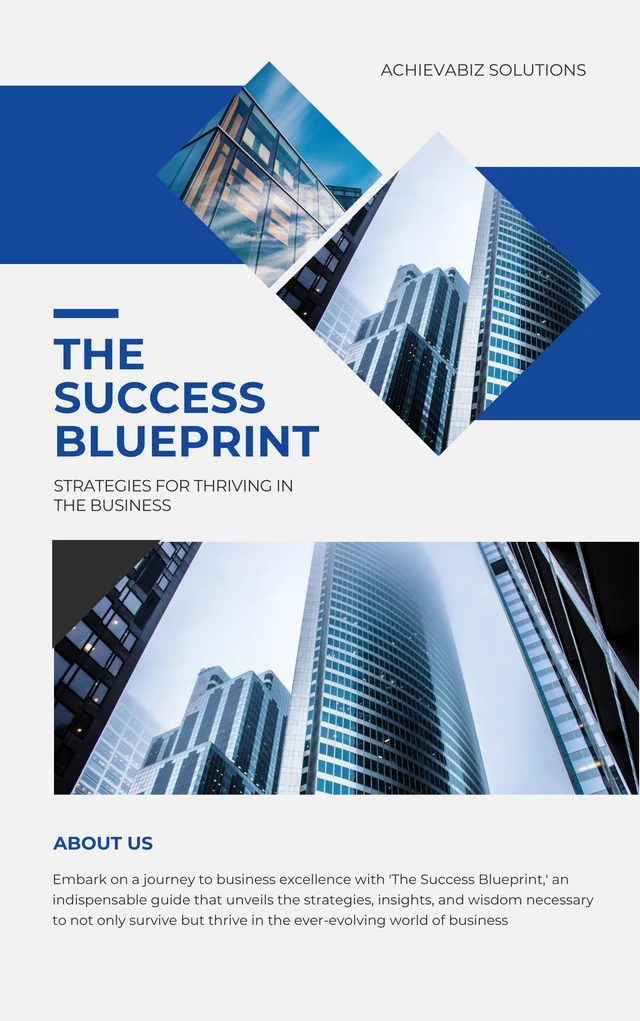 Modèle de couverture de livre d'affaires moderne gris clair et bleu