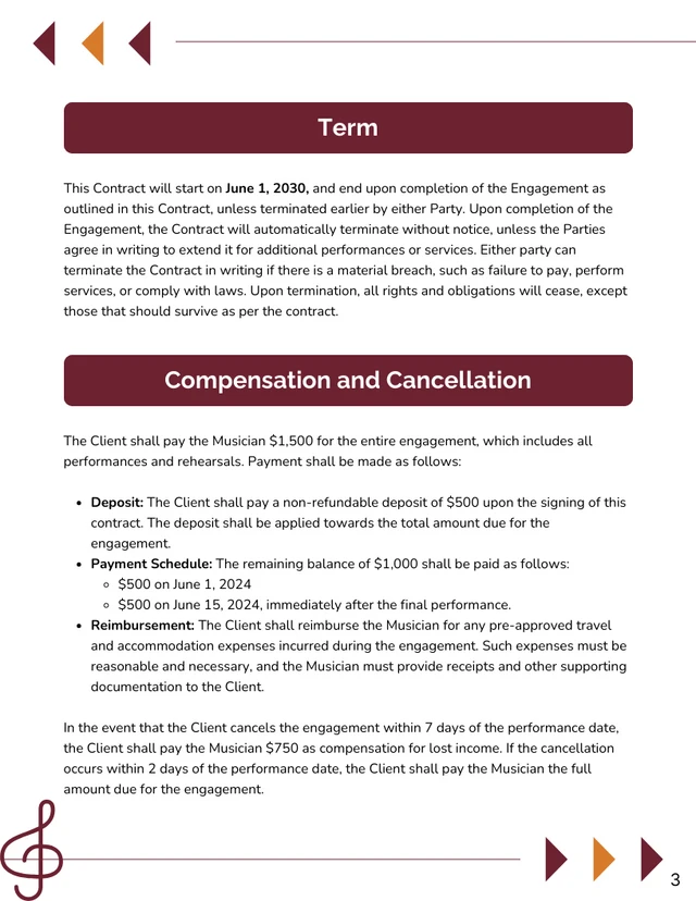 Musician Contract Template - صفحة 3