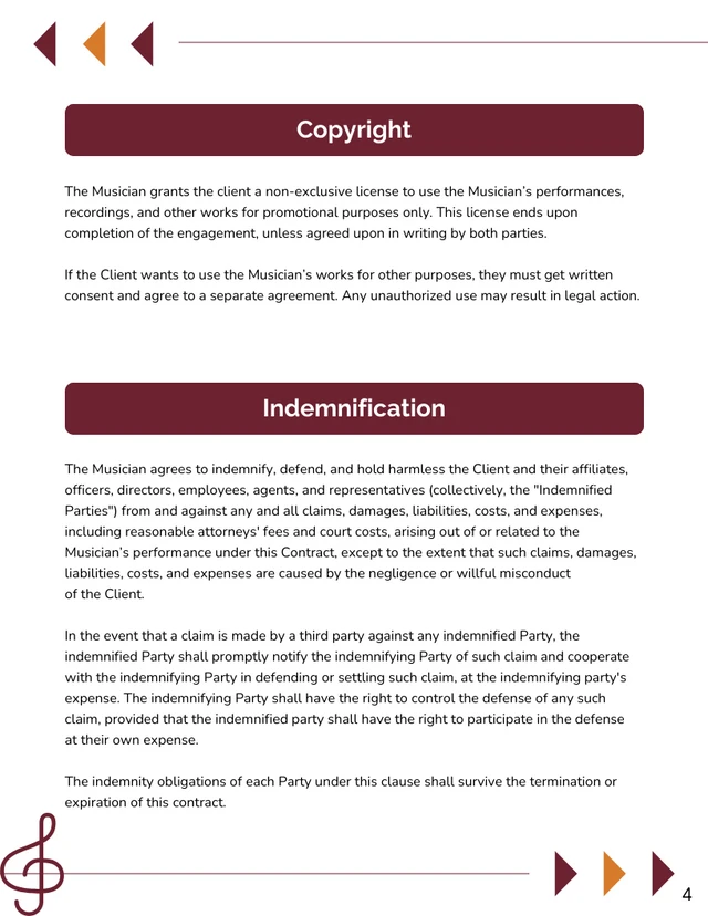 Musician Contract Template - page 4