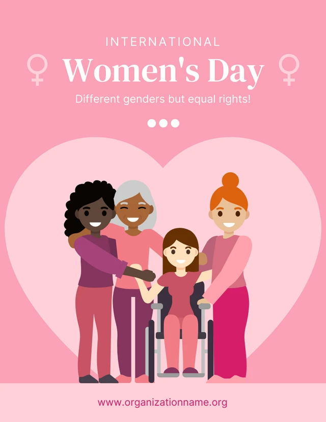 Pink Simple Illustration International Womens Day Gender Equality Poster Template