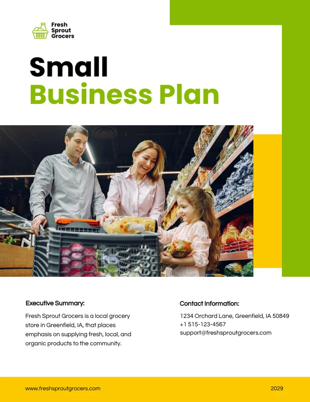 White And Yellow Small Business Plan - Page 1