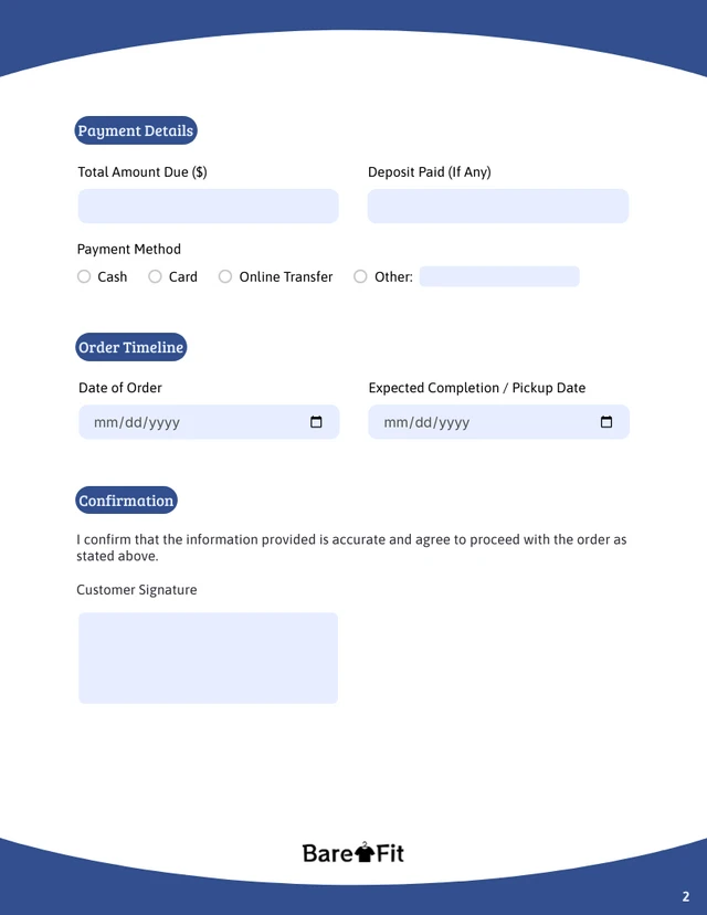 T-Shirt Order Form Template - Seite 2