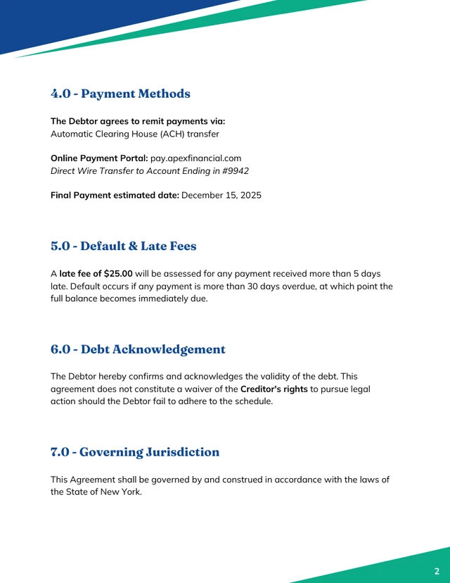 Payment Agreement Contract Template - صفحة 2