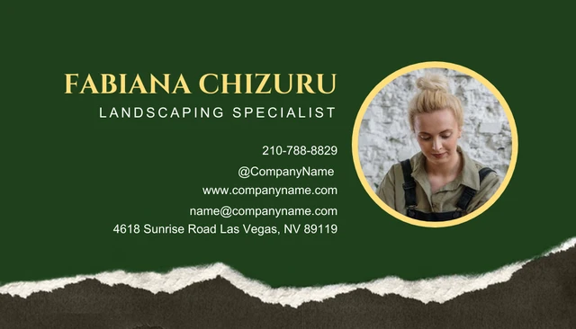 Dark Green And Dark Grey Simple Texture Landscaping Service Business Cards - page 2