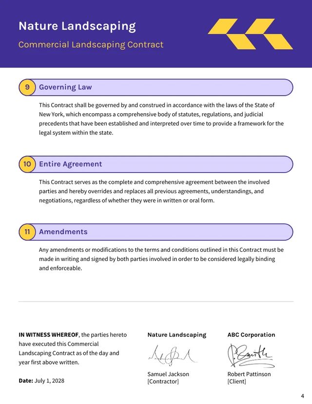 Commercial Landscaping Contract Template - Seite 4