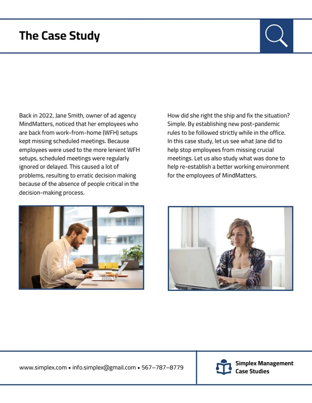 White and Blue Management Case Study Template - Página 3