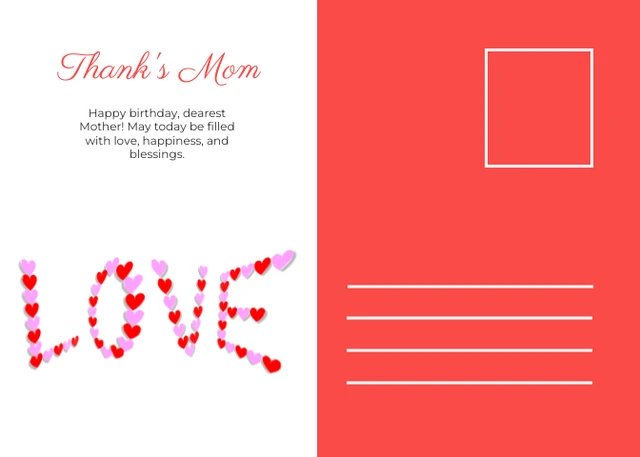 Red Modern Illustration Happy Mother's Day Postcard - Seite 2