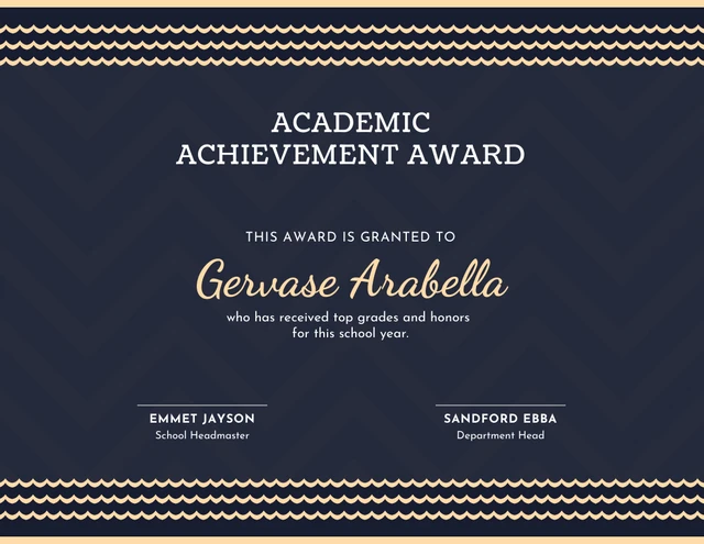 Navy and Yellow Geometric Pattern Academic Certificate Template